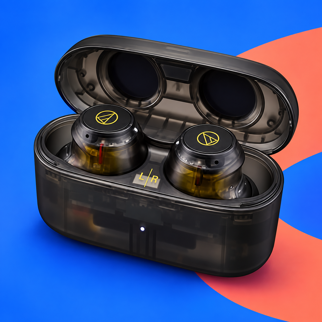 Ilustração gerada por IA de Audio-Technica ATH-CKS30TW+ preto translúcido