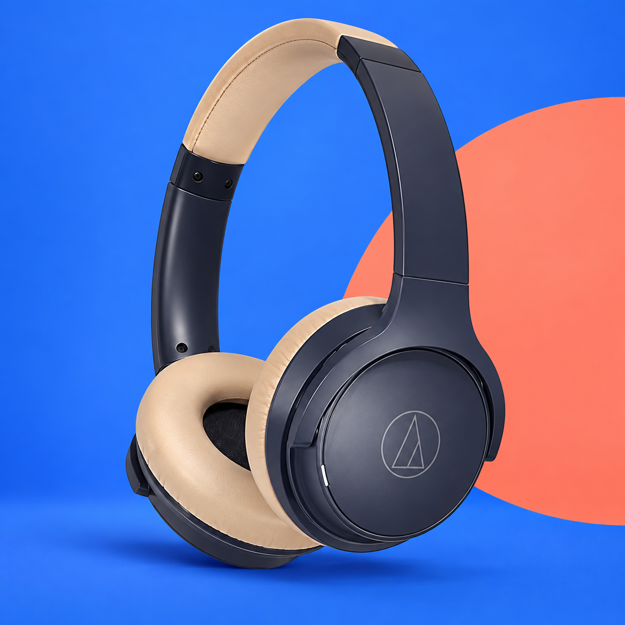 Ilustração gerada por IA de Audio-Technica ATH-S220BT azul e bege