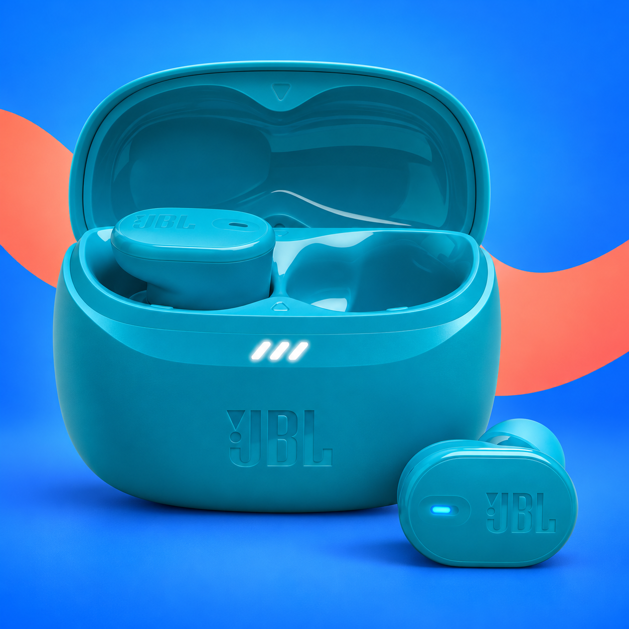 Ilustração gerada por IA de JBL Tune Buds 2 azul