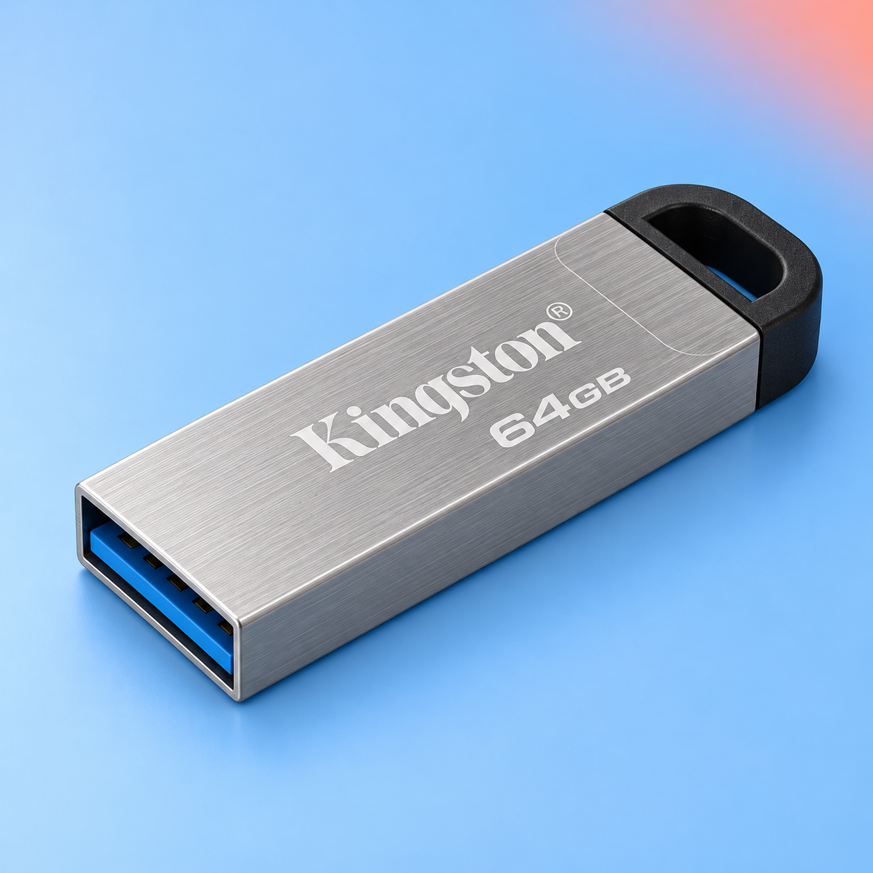 Ilustração gerada por IA de Kingston DataTraveler Kyson 64 GB prata e preto