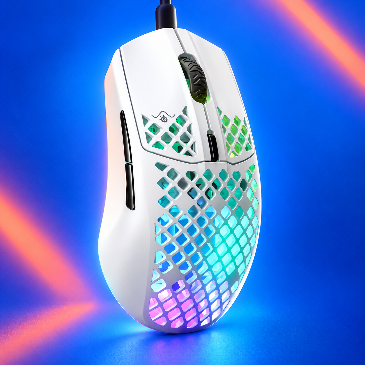 Ilustração gerada por IA de SteelSeries Aerox 3 Snow com fio — edição 2022