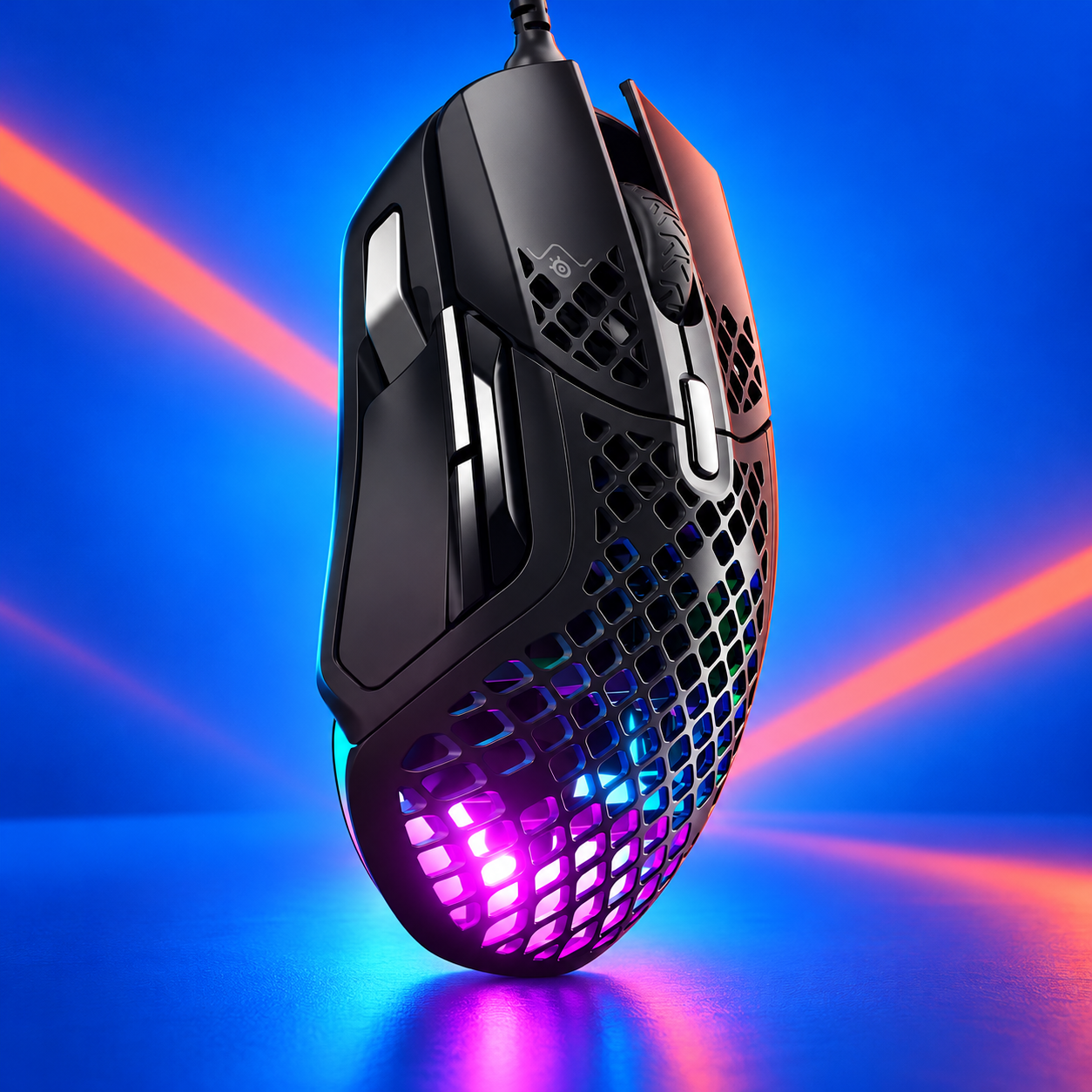 Ilustração gerada por IA de SteelSeries Aerox 5 com fio