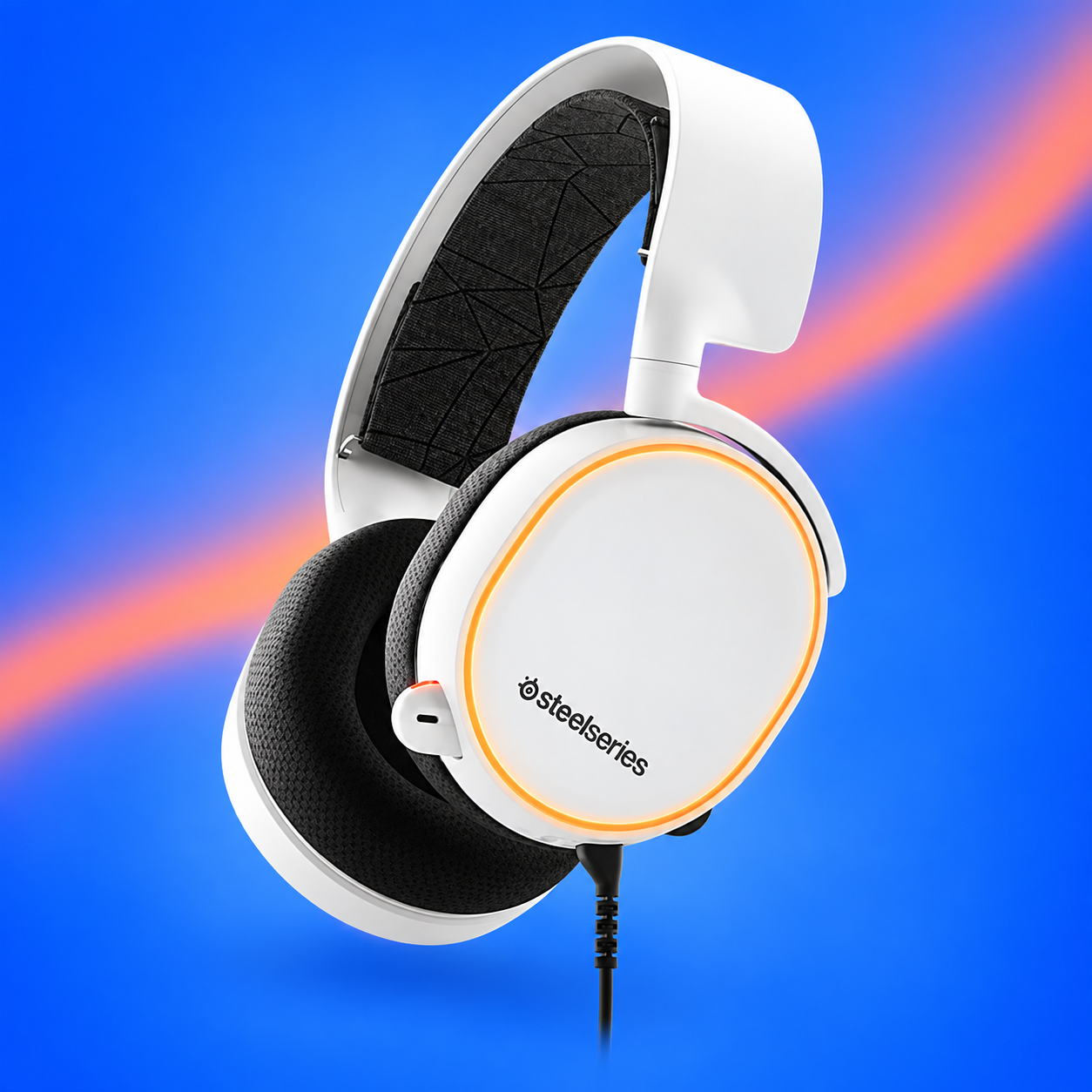 Ilustração gerada por IA de SteelSeries Arctis 5 branco com fio