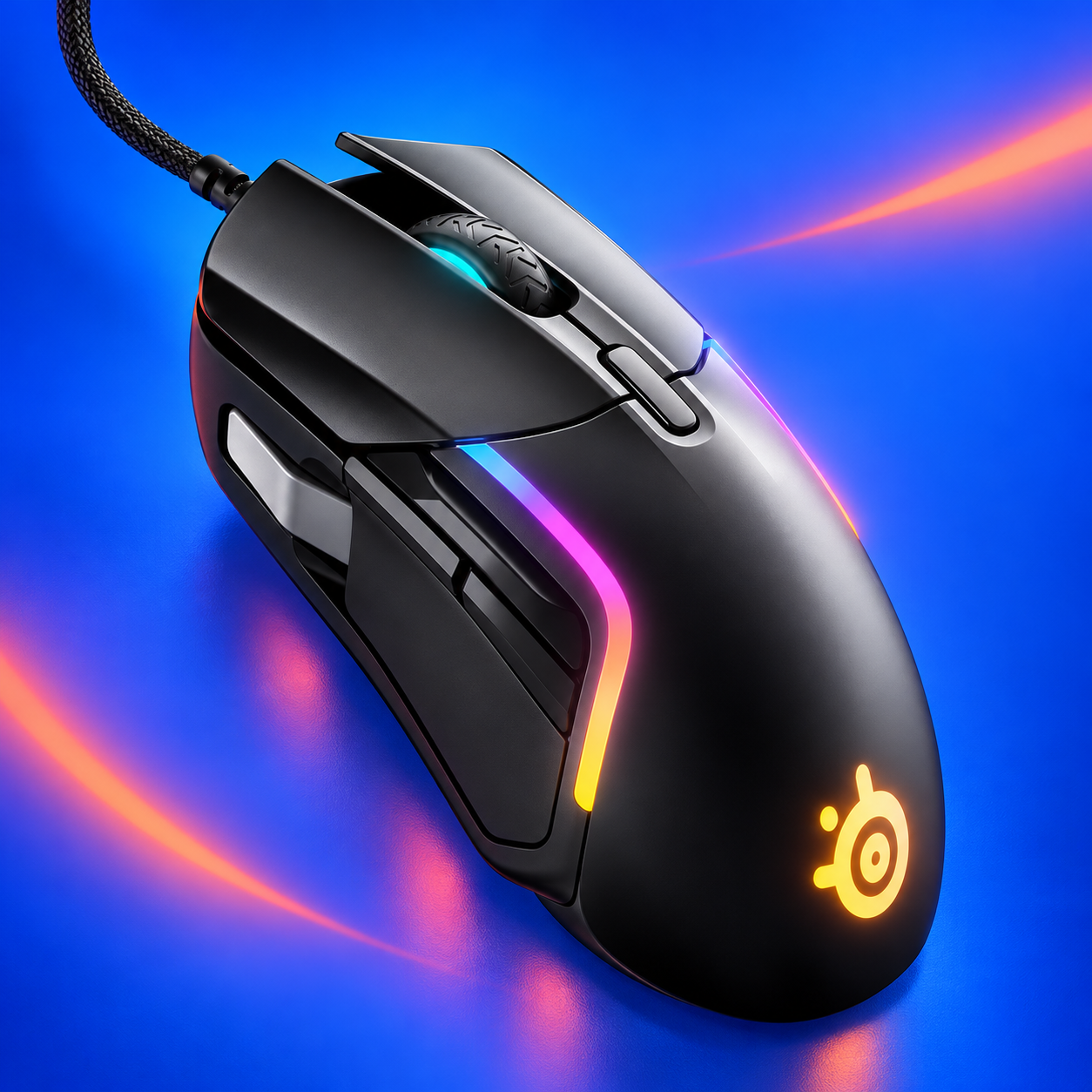 Ilustração gerada por IA de SteelSeries Rival 5 com fio